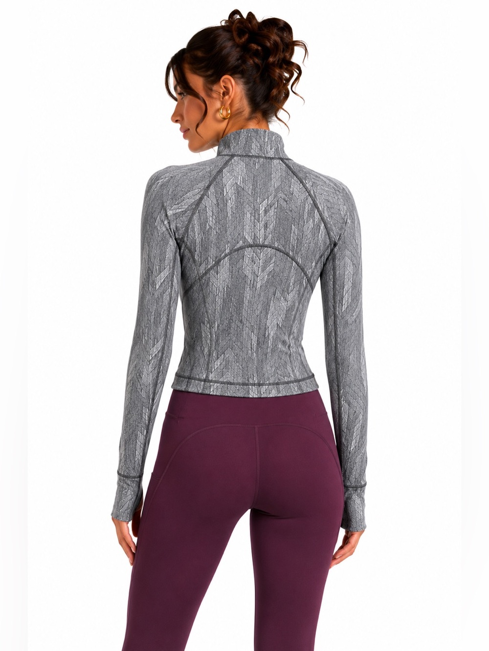 Lululemon Its Rulu Run Cropped Half Zip Reverberate Chevron Jacquard Graphite 10 - Picture 7 of 14